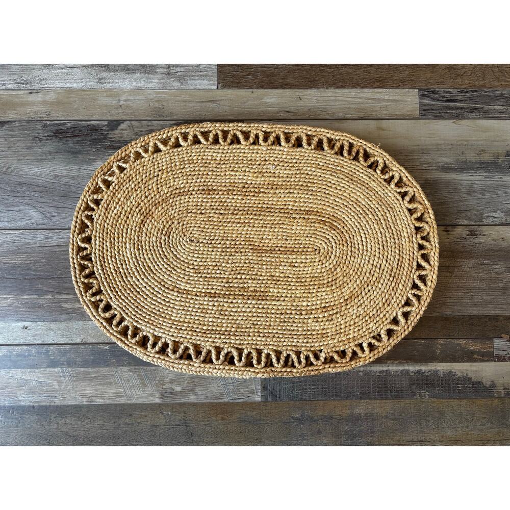 Wicker Woven Oval Placements Rattan Boho Farmhouse 17 x 11.5 Coastal Set of 6